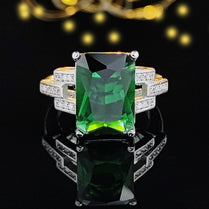 2024 new silver color designer green rectangle zircona engagement rings for women female luxury party gift wedding jewelry R5050