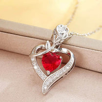 CAOSHI Charming Lady Necklace Rose Jewelry with Bright Red Crystal Fashion Female Wedding Ceremony Accessories Heart Love Gift - Jewelrieshub