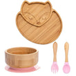 4pcs Children's Tableware Suction Plate Bowl Baby Dishes Baby Feeding Dishes Spoon Fork Sets Bamboo Plate for Kids Tableware - Jewelrieshub - - jewelrieshub.com - Jewelrieshub - 