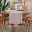 Cotton Linen Blended Table Runner,Hand-woven Tassels Perfect for Wedding Arched Door Party Dinner Table Decor - Jewelrieshub - - jewelrieshub.com - Jewelrieshub - 