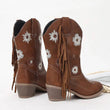 Floral Western Knee High Boots Girls Premium Quality Slip-on Fringe Cowboy Long Booties Kids Autumn Heeled Point Toe Brand Botas - Jewelrieshub - - jewelrieshub.com - Jewelrieshub - 