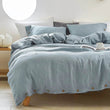 Simple&Opulence 100% Linen 3Pcs Bedding Set Natural Flax Breathable King Size with Coconut Button Comforter Duvet Cover Set - Jewelrieshub - - jewelrieshub.com - Jewelrieshub - 