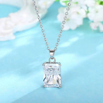 CAOSHI Trendy Geometric Zirconia Pendant Necklace Lady Engagement Jewelry Contracted Style Accessories for Wedding Ceremony - Jewelrieshub