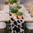 Cow Print Table Runner Farm Black White Cowhide Tablecloth Parties Western Barnyard Cowboy Themed Birthday Home Kitchen Decor - Jewelrieshub - - jewelrieshub.com - Jewelrieshub - 