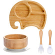 4pcs Children's Tableware Suction Plate Bowl Baby Dishes Baby Feeding Dishes Spoon Fork Sets Bamboo Plate for Kids Tableware - Jewelrieshub - - jewelrieshub.com - Jewelrieshub - 