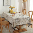 Cotton Linen Peony Printed Table Cloth With Tassel Dust-Proof Floral Circular Table Cover for Wedding Party Dinning Table Decor - Jewelrieshub - - jewelrieshub.com - Jewelrieshub - 