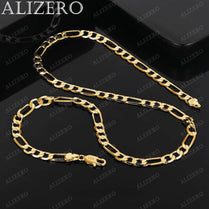 ALIZERO 18K Gold Necklace 16/18/20/22/24/26/28/30 Inch 6mm Figaro Chain Necklaces For Men Women Fine Jewelry Accessories - Jewelrieshub