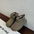 Children Cute Low-top Snow Boots Winter Kids Quality Genuine Leather Short Boots Boys Girls Side Zip Design Round Toe Boots - Jewelrieshub - - jewelrieshub.com - Jewelrieshub - 