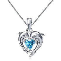 CAOSHI Exquisite Dolphin Pendant Necklace for Women Silver Color Blue Crystal Jewelry with Heart Shape Design Elegant Lady Gift - Jewelrieshub