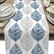 Navy Blue and Grey Leaf Texture Linen Table Runner Gray Abstract Art Leaves Dresser Scarf Table Decor Wedding Dining Party Decor - Jewelrieshub - - jewelrieshub.com - Jewelrieshub - 