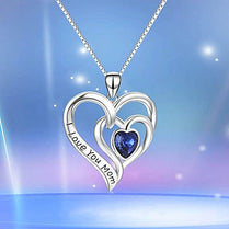 CAOSHI Stylish Blue Heart Necklace for Mom Trendy Lady Anniversary Party Accessories Exquisite Love Jewelry for Mother's Day - Jewelrieshub