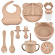 9PCS/Set BPA Free Silicone Baby Feeding Set Sucker Bowl Divided Dinning Plate Straw Cup Spoon Fork Adjustable Bib Children Dishe - Jewelrieshub - - jewelrieshub.com - Jewelrieshub - 