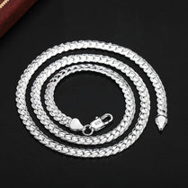 KCRLP Luxury 925 Sterling Silver 5MM 18K Gold Sideways Chain Necklace for Woman Men Boy Fashion Wedding Engagement Jewelry Gifts - Jewelrieshub - Silver / 50cm 20inches - jewelrieshub.com - Jewelrieshub - Silver / 50cm 20inches