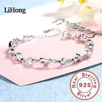 Lihong Luxury S925 Sterling Silver Love Bracelet AAA Zircon Crystal for Women Party Engagement Jewelry Gift - Jewelrieshub