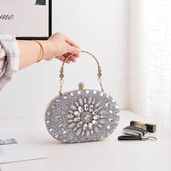 Gold Round Bag Luxury Brand Rhinestone Clutch Bags for Women 2024 Crystals Party Purses Diamond Designer Crossbody Handbags - Jewelrieshub - - jewelrieshub.com - Jewelrieshub - 
