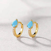 CAOSHI Chic Dainty Circle Earrings for Women Small Gold Color Waterdrop Blue Acrylic Ear Hoops Female Daily Wearable Accessories - Jewelrieshub