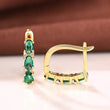 CAOSHI Chic U Shaped Gold Color Women's Hoop Earrings Noble Superb Green Zirconia Wedding Jewelry Anniversary Party Accessories - Jewelrieshub - - jewelrieshub.com - Jewelrieshub - 