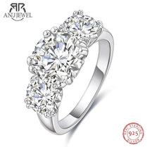 AnuJewel 5cttw D Color Moissanite Luxury Three Stone Engagement Ring 925 Silver Rings 18K Gold Plated Customs Jewelry Wholesale - Jewelrieshub