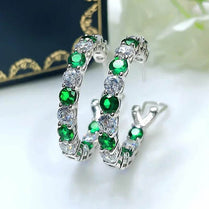 CAOSHI Fashion Big Hoop Earrings for Women Bright Green/Blue Zirconia Crystal Stone Jewelry for Female Stylish Accessories Gift - Jewelrieshub - E3213 - jewelrieshub.com - Jewelrieshub - E3213