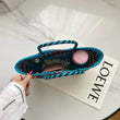 Plastic Woven Women's Handbag Handmade Bohemia Storage Basket Contrast Tote Bag Designer Summer Beach Bag Female Shoulder Bags - Jewelrieshub - - jewelrieshub.com - Jewelrieshub - 