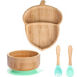 4pcs Children's Tableware Suction Plate Bowl Baby Dishes Baby Feeding Dishes Spoon Fork Sets Bamboo Plate for Kids Tableware - Jewelrieshub - - jewelrieshub.com - Jewelrieshub - 