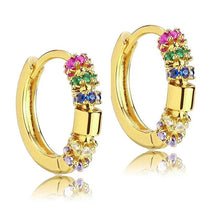 CAOSHI Fashion Lady Hoop Earrings with Rainbow Zirconia Crystal Stone Trendy Women Daily Wearable Jewelry Gold Color Accessories - Jewelrieshub - E3173 - jewelrieshub.com - Jewelrieshub - E3173