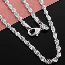 40-60cm 925 Sterling Silver Solid 4MM Rope Chain Necklace for Women Men Beautiful Fashion Charm Wedding Party Jewelry - Jewelrieshub