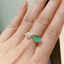 CAOSHI Stylish Green Crystal Adjustable Ring Female Daily Wearable Accessories with Fashion Design Unique Asymmetric Jewelry - Jewelrieshub