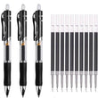Retractable Gel Pen Set 0.5mm Black/Red/Blue Large Capacity Ball Point Pen Handle Replaceable Refills Rod School Office Supplies - Jewelrieshub - - jewelrieshub.com - Jewelrieshub - 