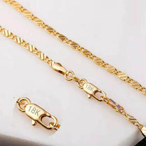 Fashion 18k Gold Necklace 2MM 16/18/20/22/24/26/28/30 Inch Side Chain Necklace For Women Men Jewelry 925 Silver Necklace - Jewelrieshub