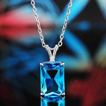 CAOSHI Fashion Female Rectangular Zirconia Pendant Necklace for Party Stylish Lady Modern Style Blue Stone Accessories Jewelry - Jewelrieshub - XL902 / 45cm - jewelrieshub.com - Jewelrieshub - XL902 / 45cm