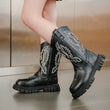 Children Leather Boots 2024 Classic Cowboy Embroidery Girls Long Booties Kids Winter Round Toe Soft Snow Shoes Fashion Snow Boot - Jewelrieshub - - jewelrieshub.com - Jewelrieshub - 
