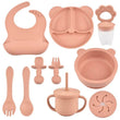 9PCS/Set BPA Free Silicone Baby Feeding Set Sucker Bowl Divided Dinning Plate Straw Cup Spoon Fork Adjustable Bib Children Dishe - Jewelrieshub - - jewelrieshub.com - Jewelrieshub - 