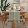 Cotton Linen Blended Table Runner,Hand-woven Tassels Perfect for Wedding Arched Door Party Dinner Table Decor - Jewelrieshub - - jewelrieshub.com - Jewelrieshub - 