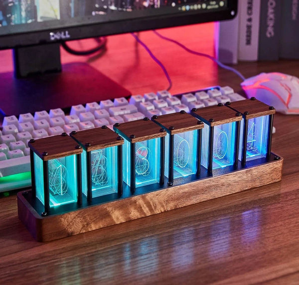 ClocTeck Nixie Tube Clock RGB Digital Table Clock USB Powered Alarm tube Clock Large Display Clock for Bedroom Desk Decoration - Jewelrieshub - - jewelrieshub.com - Jewelrieshub - 