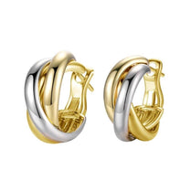 CAOSHI Metallic Two-tone Style Hoop Earrings Female Daily Wearable Cross Design Jewelry Chic Low-key Accessories for Daily Life - Jewelrieshub