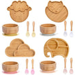 4pcs Children's Tableware Suction Plate Bowl Baby Dishes Baby Feeding Dishes Spoon Fork Sets Bamboo Plate for Kids Tableware - Jewelrieshub - - jewelrieshub.com - Jewelrieshub - 