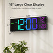 Mpow 16" Large Digital Wall Clock with Remote Control,Alarm Clock for Bedroom,10 Brightness Dimmer, 8 Colors,Auto DST, ℃/℉,Timer