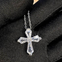 CAOSHI Fashion Cross Pendant Necklace with Brilliant Zirconia Silver Color Jewelry for Engagement Ceremony Trendy Women's Gifts - Jewelrieshub - XL1130 / 40cm 5cm - jewelrieshub.com - Jewelrieshub - XL1130 / 40cm 5cm