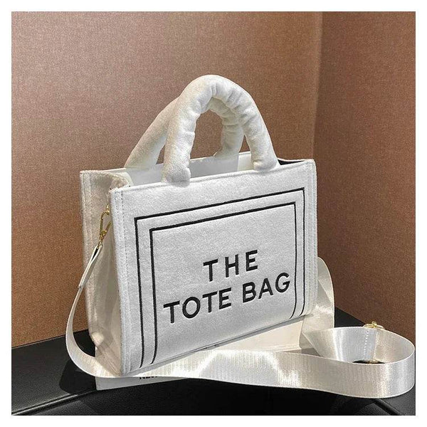 2025 Women's Khaki Velour Tote Bag Original Letter Print Medium Ladies Brand Shopper Handbag Female Square Medium Shoulder Bags - Jewelrieshub - - jewelrieshub.com - Jewelrieshub - 