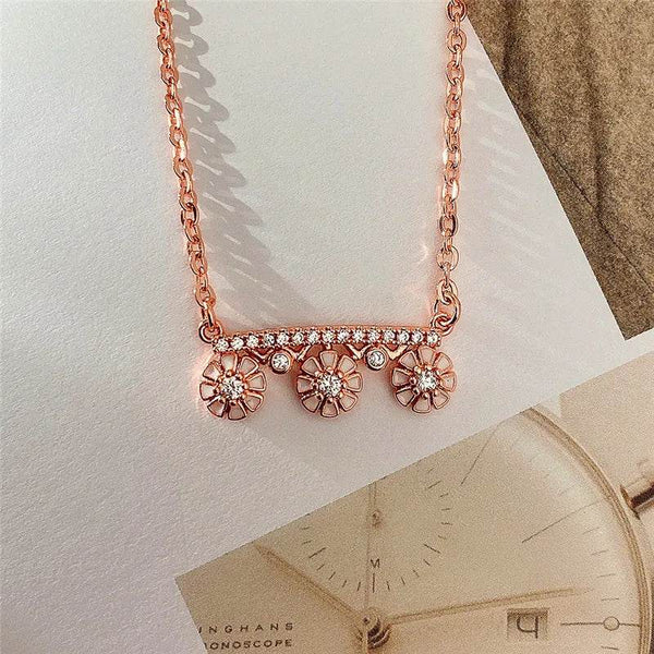 CAOSHI 3 Multi-Flower Design Necklaces Female Engagement Jewelry with Dazzling Cubic Zirconia Fashion Exquisite Accessories Gift - Jewelrieshub - - jewelrieshub.com - Jewelrieshub - 
