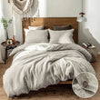 Simple&Opulence 100% Linen 3Pcs Bedding Set Natural Flax Breathable King Size with Coconut Button Comforter Duvet Cover Set - Jewelrieshub - - jewelrieshub.com - Jewelrieshub - 