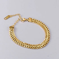 ANENJERY 316L Stainless Steel Double Spell Gold Color Thick Twist Chain Bracelet Female Ins Simple Design Jewelry - Jewelrieshub