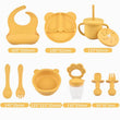 9PCS/Set BPA Free Silicone Baby Feeding Set Sucker Bowl Divided Dinning Plate Straw Cup Spoon Fork Adjustable Bib Children Dishe - Jewelrieshub - - jewelrieshub.com - Jewelrieshub - 