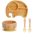 4pcs Children's Tableware Suction Plate Bowl Baby Dishes Baby Feeding Dishes Spoon Fork Sets Bamboo Plate for Kids Tableware - Jewelrieshub - - jewelrieshub.com - Jewelrieshub - 