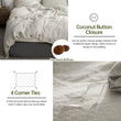 Simple&Opulence 100% Linen 3Pcs Bedding Set Natural Flax Breathable King Size with Coconut Button Comforter Duvet Cover Set - Jewelrieshub - - jewelrieshub.com - Jewelrieshub - 