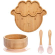 4pcs Children's Tableware Suction Plate Bowl Baby Dishes Baby Feeding Dishes Spoon Fork Sets Bamboo Plate for Kids Tableware - Jewelrieshub - - jewelrieshub.com - Jewelrieshub - 