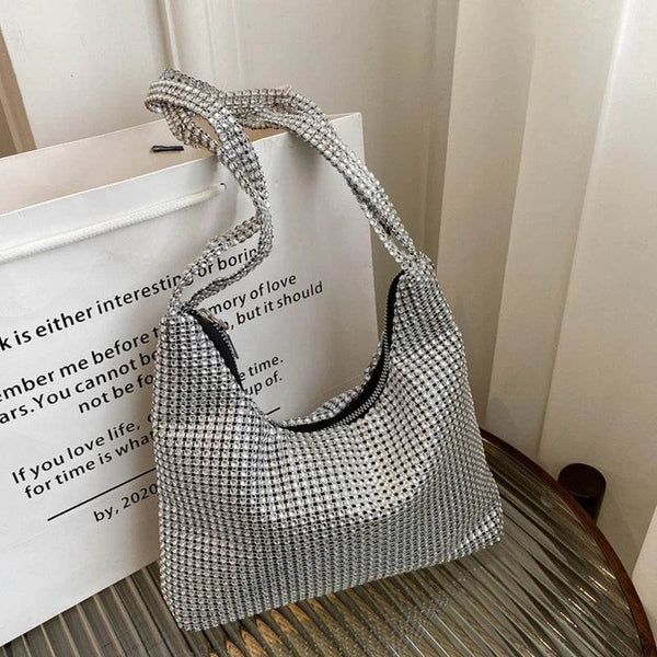Delicate Shoulder Bag for Rhinestone Bag Clutch Purses Handbag Evening Bag Silver Shiny Underarm Bag for Valentine's Day - Jewelrieshub - - jewelrieshub.com - Jewelrieshub - 