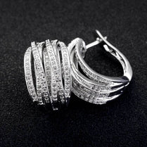 CAOSHI Fashion Female Silver Color Hoop Earrings with Brilliant Zirconia Women Daily Wearable Jewelry Trendy Lady Accessories - Jewelrieshub - E4336 - jewelrieshub.com - Jewelrieshub - E4336