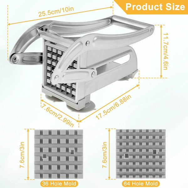 French Fry Cutter Stainless Steel Potato Chipper Blades Manual Food Slicer Dicer Multifunction Vegetable Fruit Onion Chipper - Jewelrieshub - - jewelrieshub.com - Jewelrieshub - 